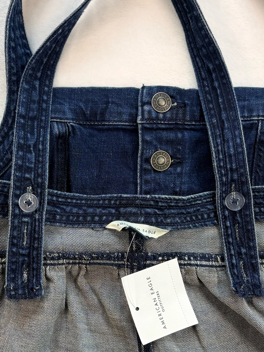 NWT AMERICAN EAGLE Sleeveless Denim Button Front Babydoll Top Small - Picture 9 of 10